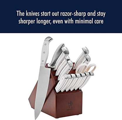 HENCKELS Statement Razor-Sharp 15-Piece White Handle Knife Set - Image 7