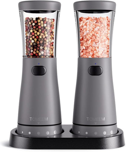 Electric Salt and Pepper Grinder Set by Tomeem