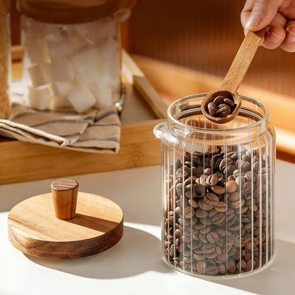 ANSQU Glass Jar with Wooden Lid & Spoon, 20.3oz Food Storage Containers Coffee - Image 4