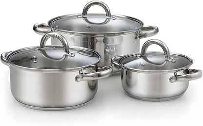 Cook N Home 6-Piece Stainless Steel Pots Set, 1.5 & 3 Qt Sauce Pots by CookNHome