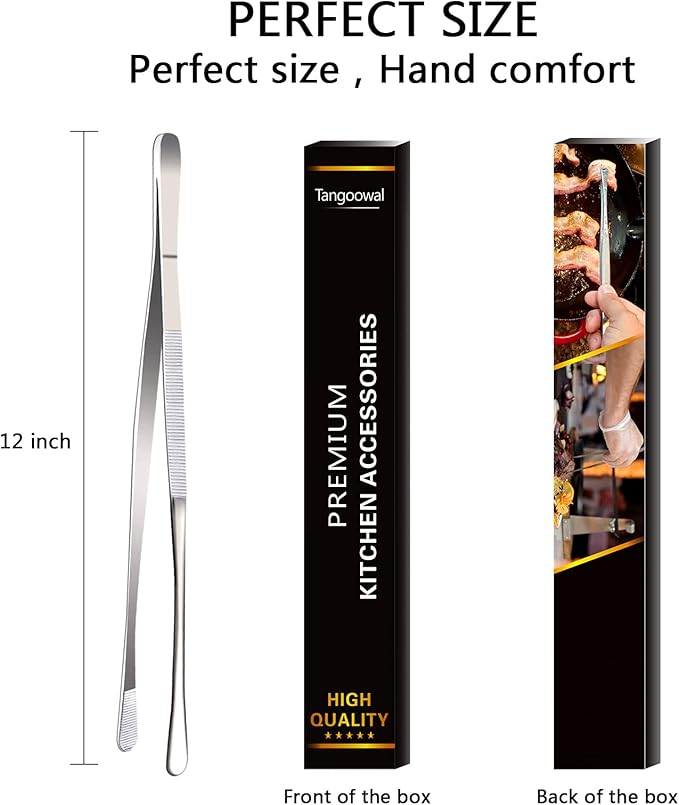 12-Inch Professional Kitchen & Cooking Tweezers Tongs - Image 6