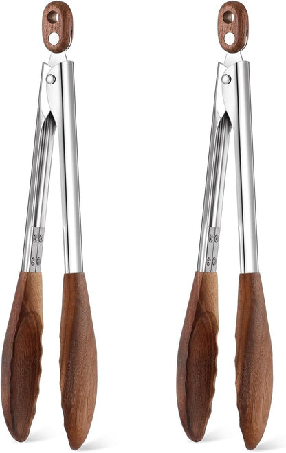 Baderke 2 Pcs Kitchen Tongs for Cooking Wooden Utensil Set Salad Tongs by Baderke