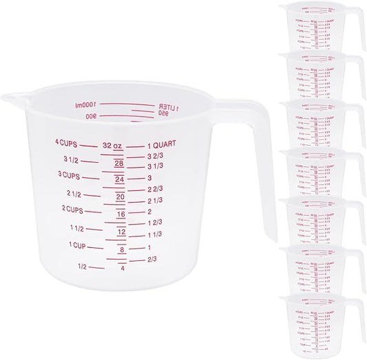 8 Pcs 4 Cup Capacity Plastic Measuring Cup, 32 Oz/1000 ml Clear Graduated by Unknown
