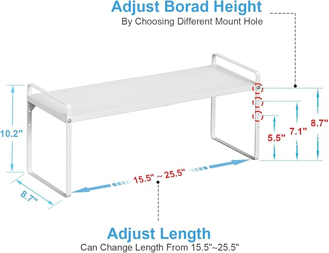 15.5 to 25.5 Inch Expandable Kitchen Cabinet Organizer Shelf, 30 LBS Heavy Duty - Image 2