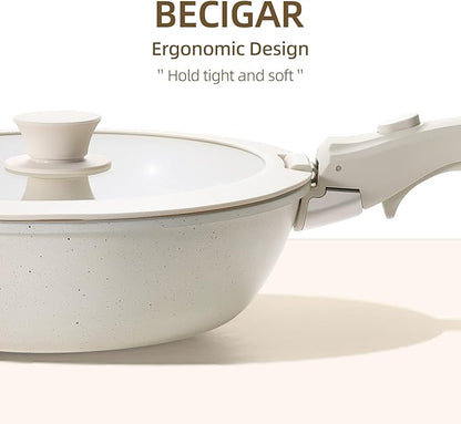 BECIGAR 23PCS Ceramic Pots and Pans Set, Removable Handle Pots and Pans Set - Image 4
