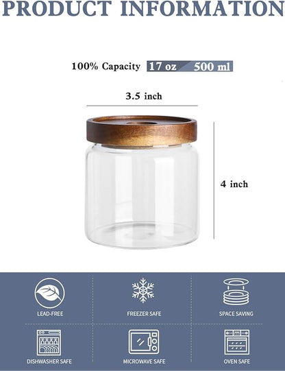Kanwone Glass Storage Jars Set of 6, 17 Ounce Airtight Food Storage Containers - Image 2
