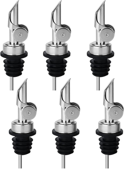 6PCS Liquor Bottle Pourers, Auto Flip Olive Oil Dispenser Spout, Weighted by BALTRE