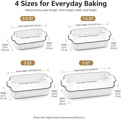 Ceramic Bakeware Set of 4, Deep Rectangular Casserole Dishes - Image 2