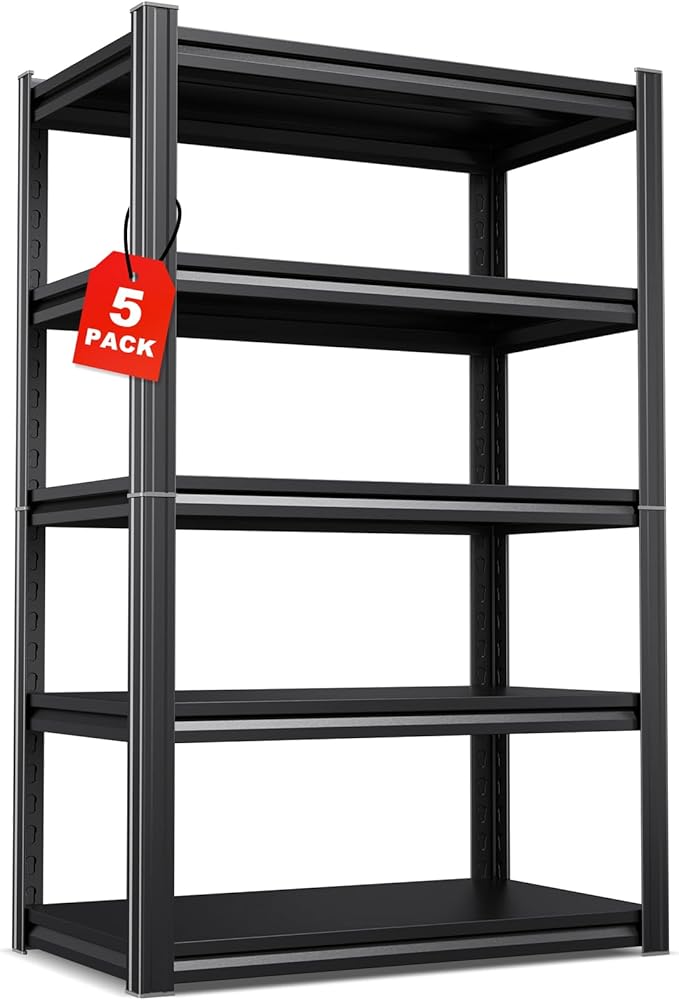 Set of 5 71"H Garage Shelving-2050LBS 5 Tier Storage Shelves, Adjustable Heavy by Unknown