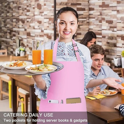 Jubatus 2 Pack Bib Aprons with 2 Pockets Cooking Chef Kitchen Apron - Image 5