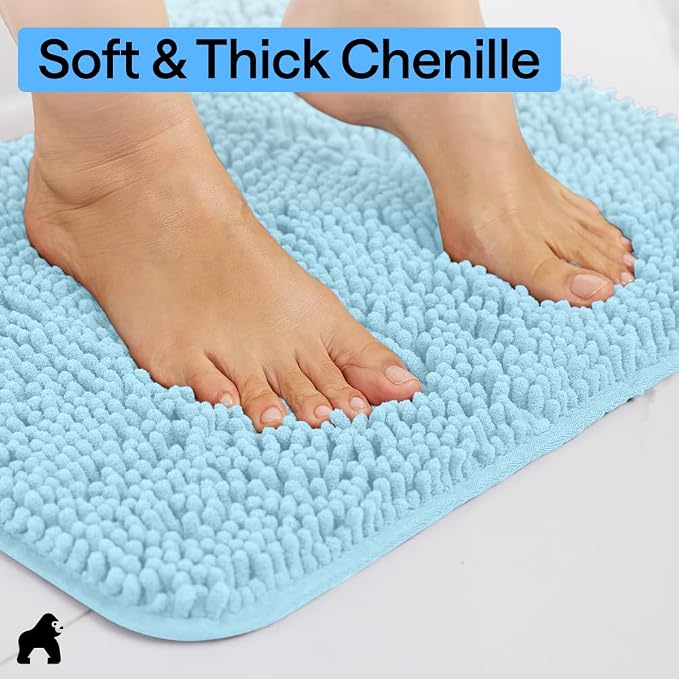 GORILLA GRIP Bath Rug Mat 30x20, Thick Soft Absorbent Chenille, Quick Dry - Image 4