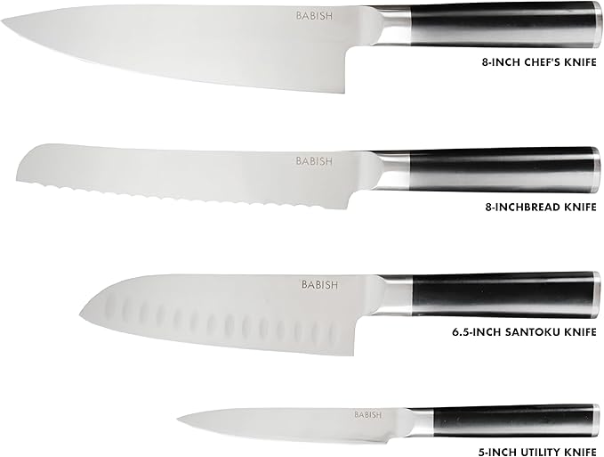 Babish 5-Piece Magnetic Forged Kitchen Knife Block Set – 1.4116 German Steel - Image 3