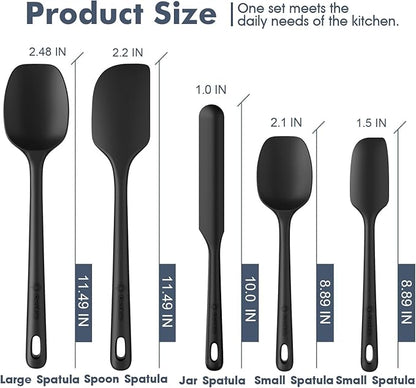 ChefAide 5 Pieces Silicone Spatula Set, Food Grade Rubber Spatula, Upgrade - Image 2