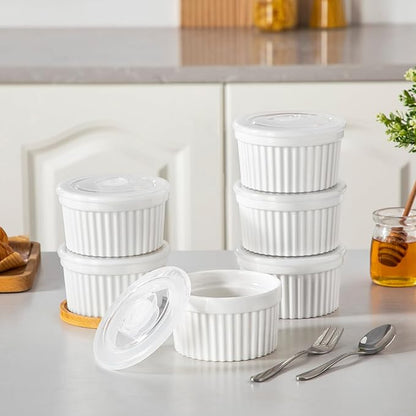 vancasso 10 oz Ramekins with Lid, Porcelain Creme Brulee Souffle Dishes - Image 6