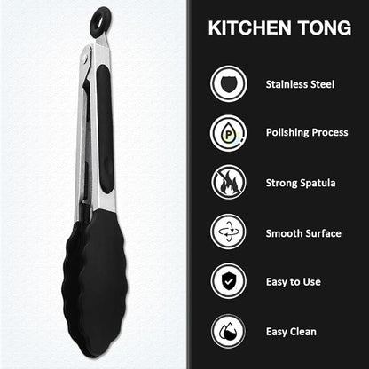 Mini Silicone Serving Tongs Set of 3, Small Kitchen Tongs - Image 3