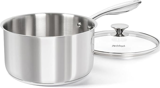 MICHELANGELO Tri-ply Stainless Steel 4 Qt Saucepan by Michelangelo