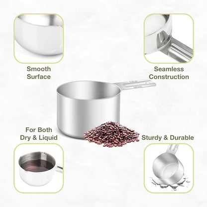 1PCS 1Cup Single Measuring Cup, Etched Inner Scale Stainless Steel Measure Scoop - Image 5