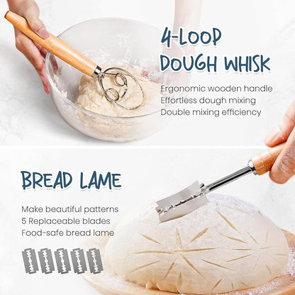 Rorecay Banneton Bread Proofing Baskets Set of 2, 10 Inch Oval Cane Sourdough - Image 4