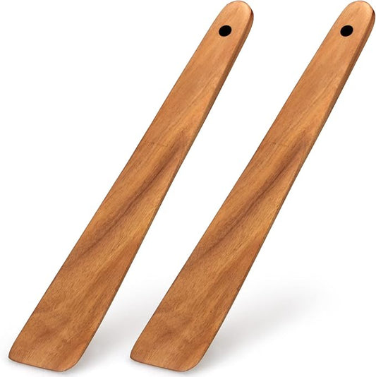 2 Pcs Teak Wood Spatula Set Non Toxic Cooking Utensils Spurtle Kitchen Tools by Ayiaren