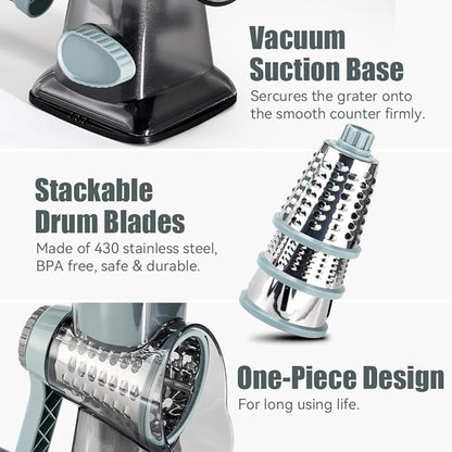KEOUKE Rotary Cheese Grater Hand Crank Transparent - Image 5