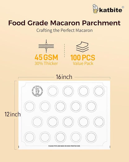 Katbite 100 Macaron Parchment Sheets Template Baking, Cookie Parchment - Image 2