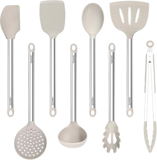 8 Pieces Kitchen Utensils Set, Vayvnt Silicone Cooking Utensils Set by Vayvnt