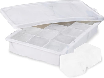 Host Ice Cube Tray with Lid, Makes 15 1.25" Cubes, Durable Silicone Trays by HOST