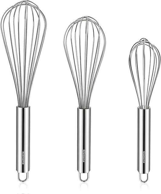 NileHome Stainless Steel Whisk Set 8" 10" 12" Kitchen Whisk Balloon Whisk by NileHome