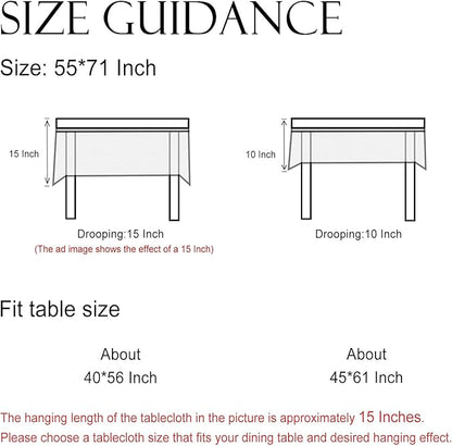 ISAENNE Designer Off White Linen Small Rectangle Tablecloth,Floral Elegant Table Cloth,Stain Resistant Vintage Decor Tablecloths for Dining Thanksgiving Kitchen Christmas,55"*71"-Serenity G