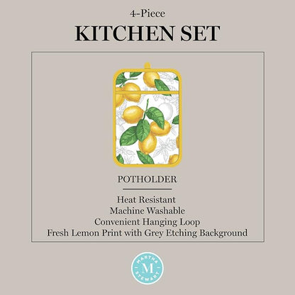 Martha Stewart Lots of Lemons Modern Kitchen Towel, Oven Mitt & Potholder Set - Image 6