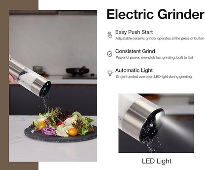 Electric Salt and Pepper Grinder Set, USB Rechargeable Automatic Pepper Mill - Image 2