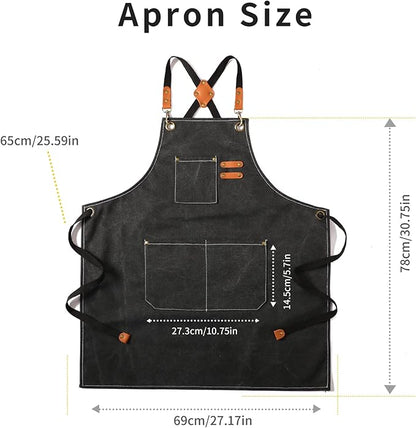 Tosewever Canvas Cross Back Chef Cotton Aprons - Image 7