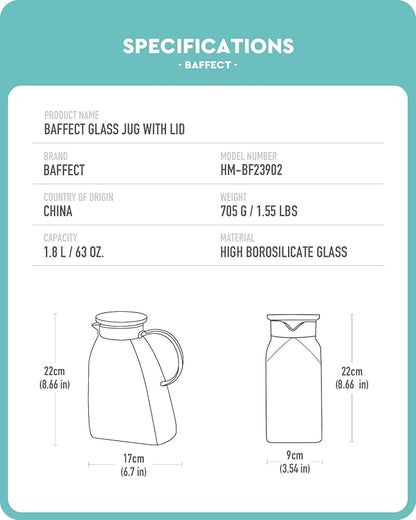 Baffect Water Pitcher, Glass Pitcher - Image 6
