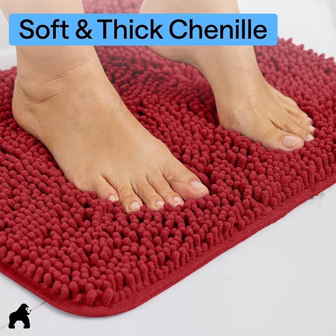 GORILLA GRIP Bath Rug Mat 44x26, Thick Soft Absorbent Chenille, Quick Dry - Image 4