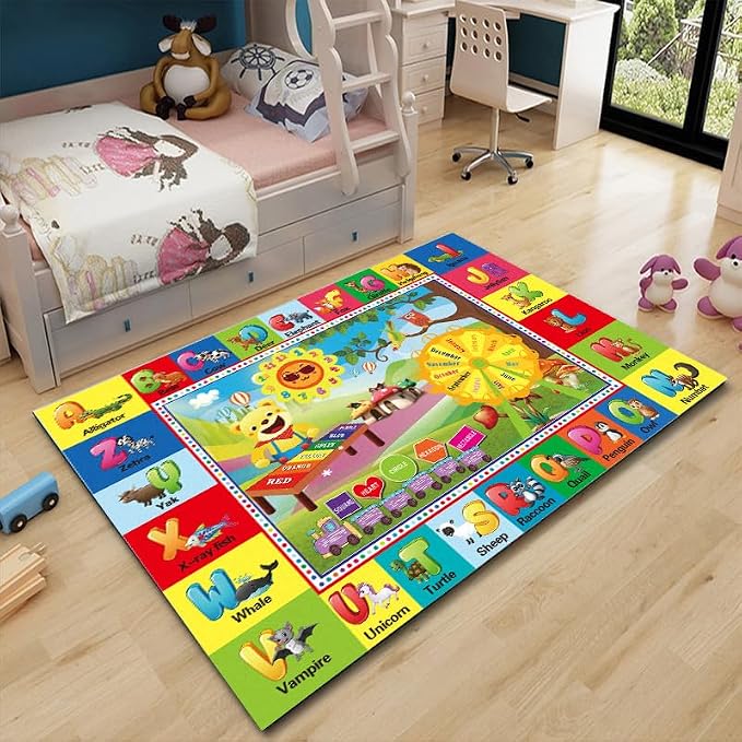 ABC Kids Play Rug, Non-Slip Classroom Carpet, soft low-pile surface, non-slip - Image 9