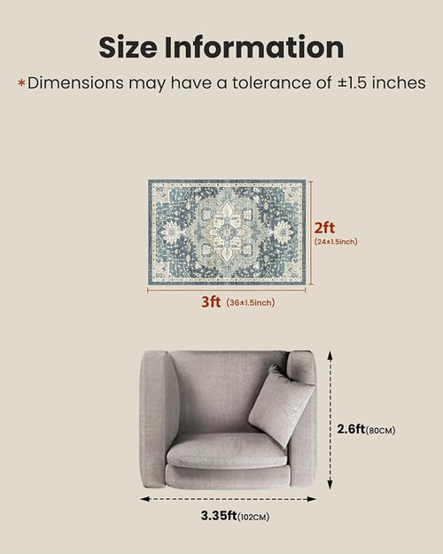 AMADA HOMEFURNISHING 2x3 Washable Area Rug, Low-Profile Entryway Rug - Image 2