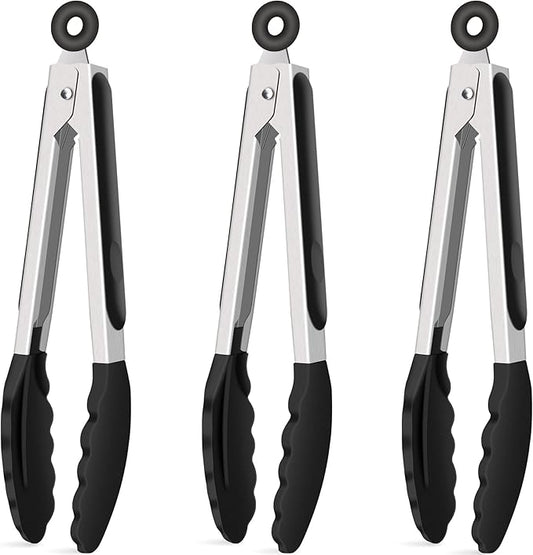 Hotec Silicone Kitchen Tongs for Cooking 9-Inch Serving Tongs by Hotec