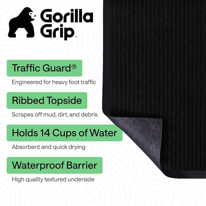 GORILLA GRIP Waterproof Traffic Guard Door Mat, 72x48 Heavy Duty Entryway Floor - Image 2