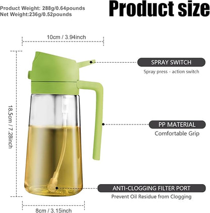 2 in 1 Glass Oil Sprayer & Dispenser, 16oz/470ml Olive Cooking, Air Fryer - Image 7