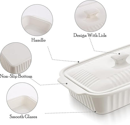 Large Baking Dish with Lid, 5.5 Quart Lasagna Pan with Lid, 13.5x9 inch Ceramic - Image 4