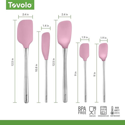 Tovolo Stainless Steel Handled Silicone Spatula Set of 5 Pink Sorbet, - Image 6