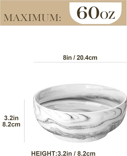 MALACASA Large Serving Bowls, 60 OZ Salad Bowls Set of 2, Ceramic Mixing Bowls - Image 2