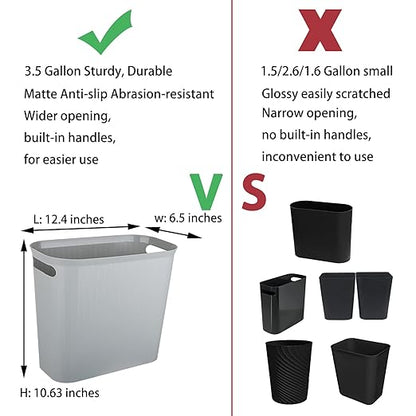 rejomiik Small Trash Can, 3.5 Gallon Garbage Can, Slim Waste Basket, Plastic - Image 3