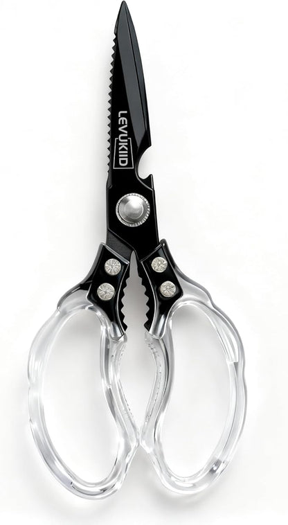 Rust-Resistant Kitchen Scissors, Transparent and Stylish Handle, Suitable by LEVUKIID