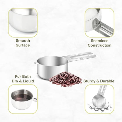 2PCS 1/4Cup Single Measuring Cup, Etched Inner Scale Stainless Steel Measure - Image 5