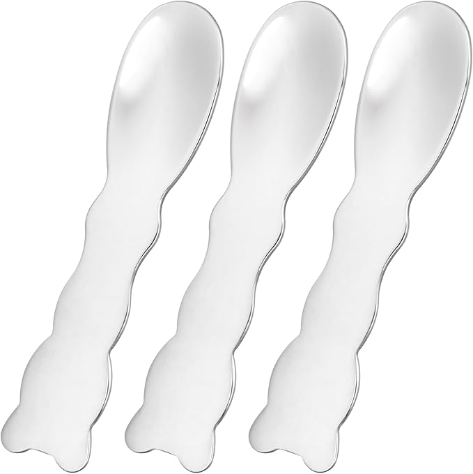 Pndeyo 3pcs Mini Stainless Steel Makeup Spatula, Reusable Cosmetic Cream by Pndeyo