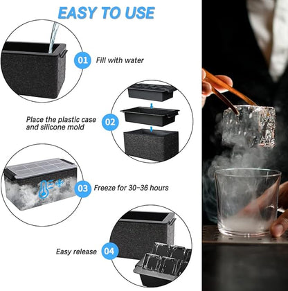 TINANA Upgrade 2 Inch Clear Ice Cube Tray Make 8 Large Square Crystal Clear Ice - Image 4
