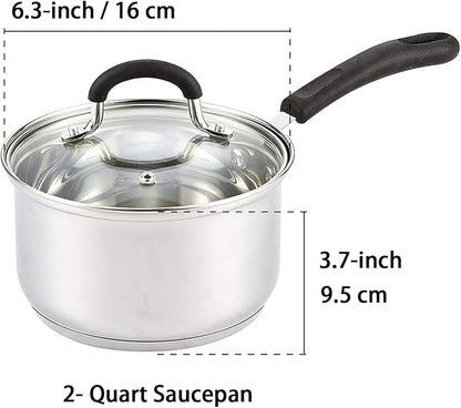 Cook N Home 2 Quart Stainless Steel Saucepan Set - Image 2