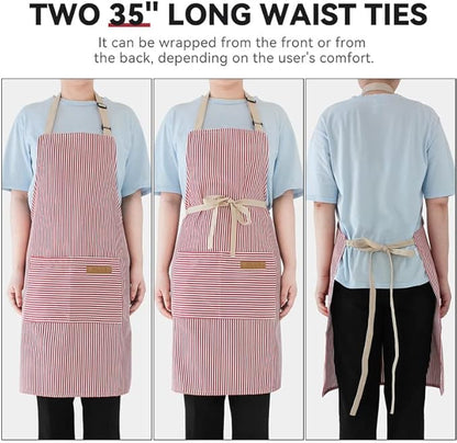 NLUS 2 Pack Kitchen Cooking Aprons, Adjustable Bib Soft Chef Apron - Image 5