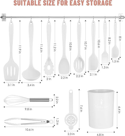 Kitchen Utensils Set-12 Pieces Silicone Cooking Utensils Set 392°F Heat - Image 2